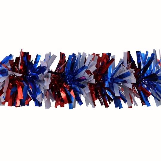 9ft. Red, White &#x26; Blue Tinsel Garland by Celebrate It&#x2122;